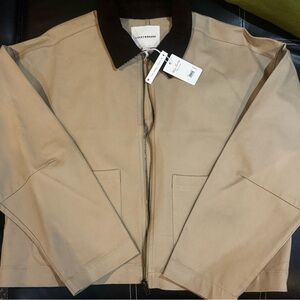 Lucky Brand women Tan Zip-Up Jacket Cropped size L nwt